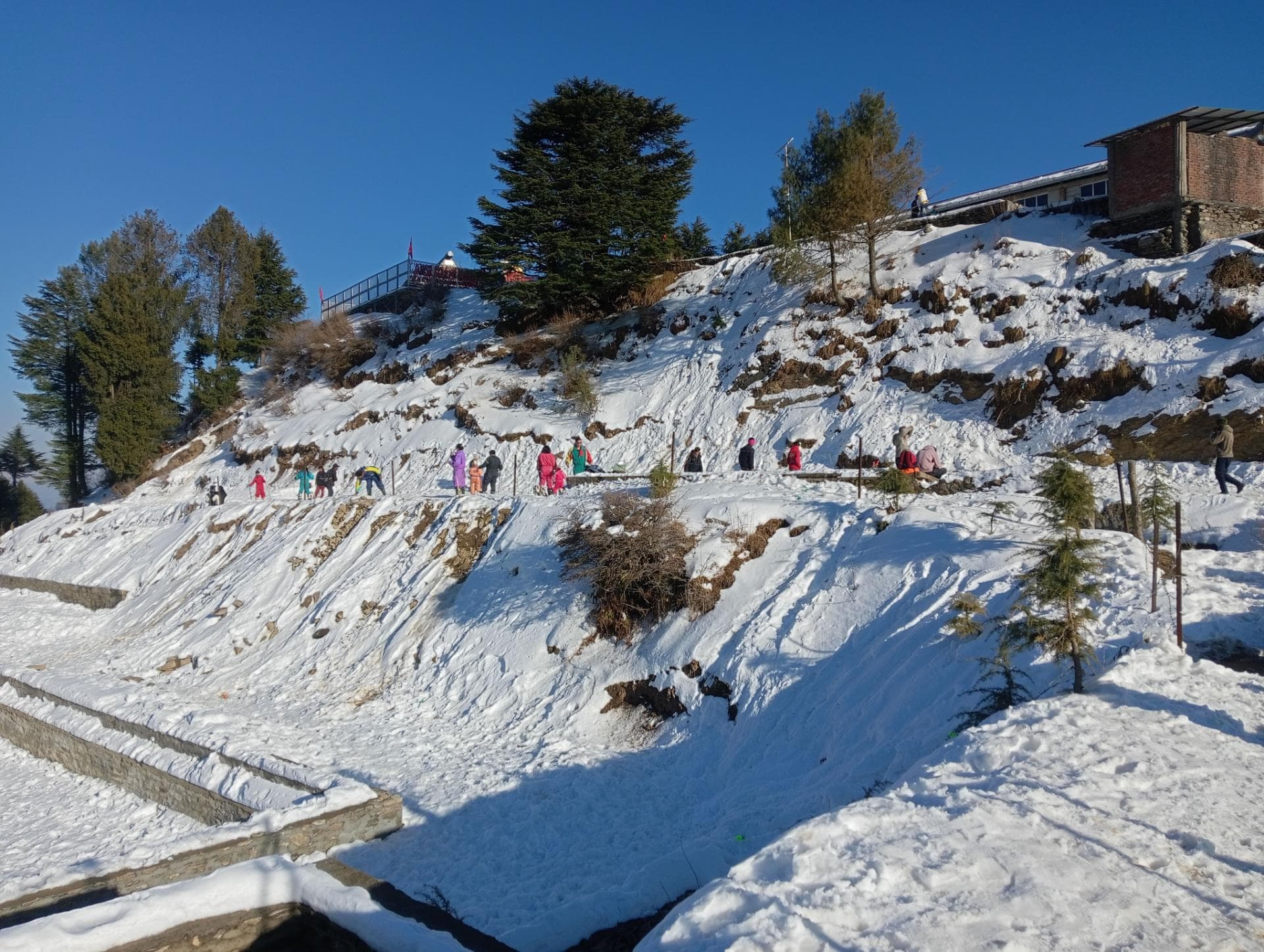 Enjoying snow activities in Kufri, a short drive from our homestay in Kandaghat.