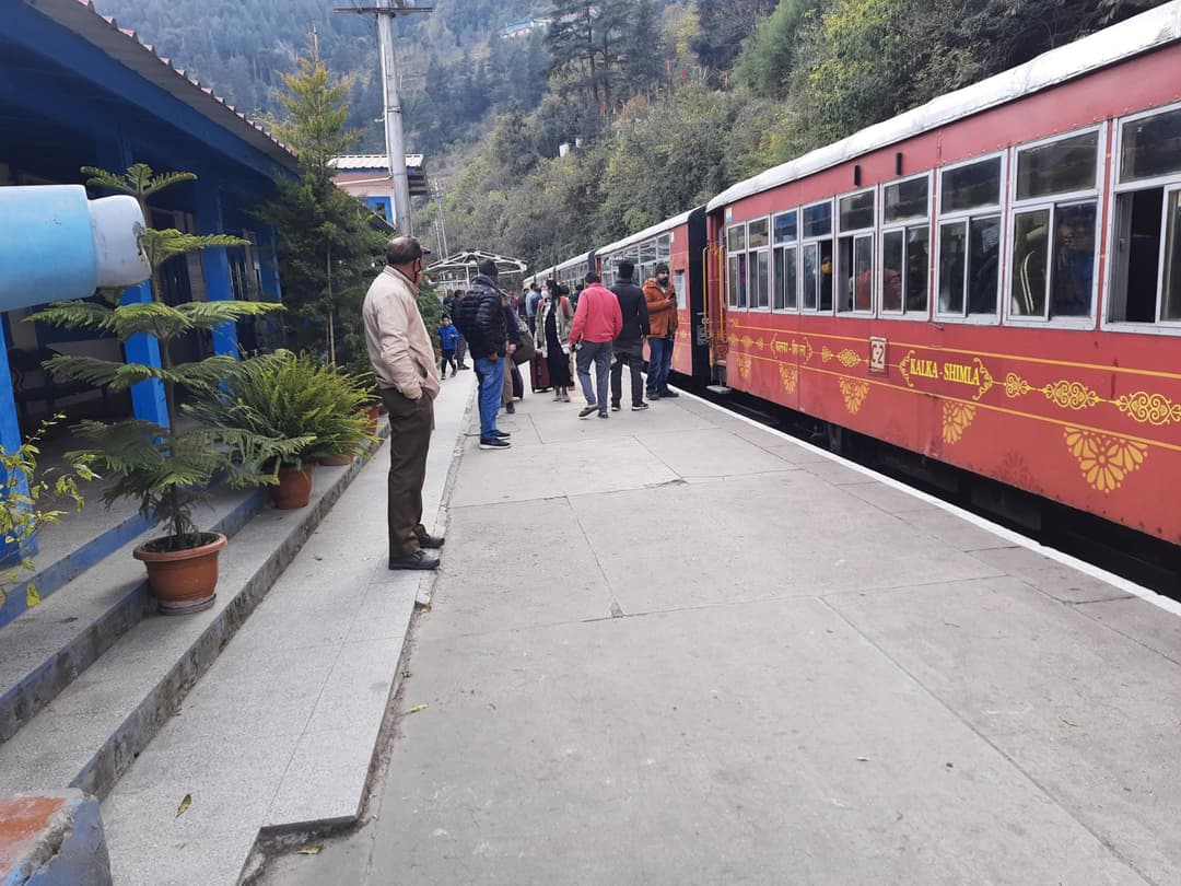 The historic Kalka-Shimla Toy Train at Kandaghat station, a short walk from our homestay
